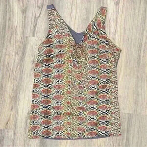 The Limited Satin Colorful Snake Print V Neck Tank Top Sleeveless Shirt Size XS